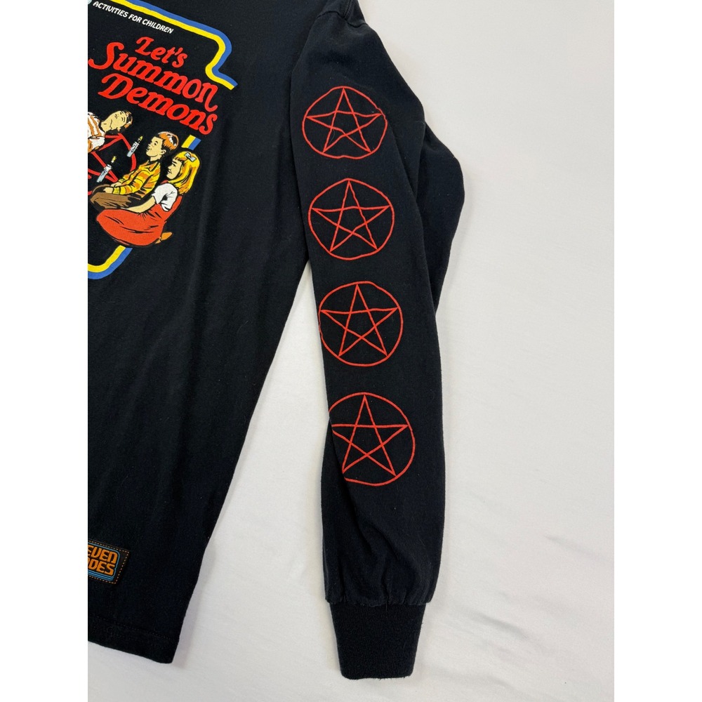 Steven Rhodes Lets Summon Demons Black Long Sleeve Graphic Tee Mens Medium - Picture 4 of 8